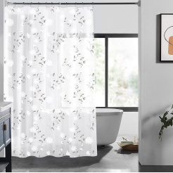 Κουρτίνα Μπάνιου Αδιάβροχη Peva 180X180cm Floral White Estia