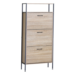 Παπουτσοθήκη Τριπλή Ξύλινη Με Μαύρο Μεταλλικό Σκελετό 60X24X141Εκ. Ankor