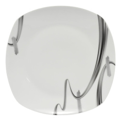 Πιάτο Φρούτου Τετράγωνο Πορσελάνινο Με Γκρι Μοτίβο 20Εκ. Ankor