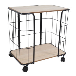 Τραπεζάκι Μπαρ Μεταλλικό Μαύρο Με Ξύλο 49x32x44εκ.Ankor 