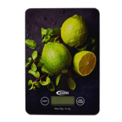 Ζυγαριά Ηλεκτρονική Γυάλινη 5kgr Lime 15x21,5x1,6εκ. Ankor