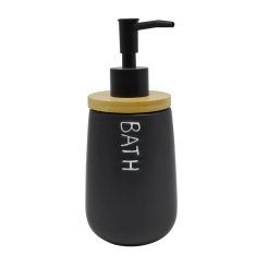 Dispenser Κεραμικό Μαύρο Bath Με Ξύλο Μπαμπού 8,5X8,5X18,7Εκ.Ankor
