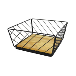 Φρουτιέρα Μεταλλική Μαύρη Με Ξύλο 23X23X11Εκ. Ankor