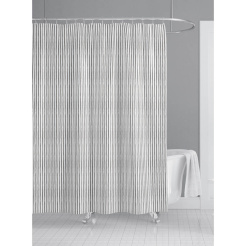 Κουρτίνα Πολυεστερική 180X180Εκ 90Gsm Με 12 Κρίκους Γκρι Ριγέ Ankor