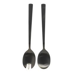 Σετ Σερβιρίσματος Σαλάτας Inox Σε Μαύρο Χρώμα 23,8Εκ. Ankor