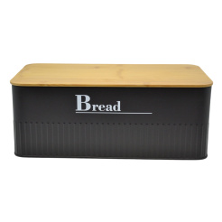 Ψωμιέρα Μεταλλική Μαύρη Bread Με Μπαμπού Καπάκι 33X18X13Εκ. Ankor
