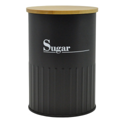 Βάζο Μεταλλικό Μαύρο Sugar Με Μπαμπού Καπάκι 9,5X9,5X13Εκ.Ankor