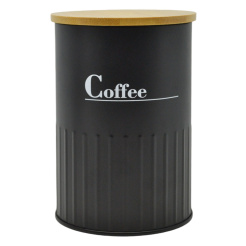 Βάζο Μεταλλικό Μαύρο Coffee Με Μπαμπού Καπάκι 9,5X9,5X13Εκ.Ankor