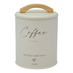 Βάζο Μεταλλικό Κρεμ Coffee Με Ξύλινη Λαβή 11X11X13-15Εκ.Ankor