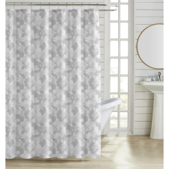 Κουρτίνα Μπάνιου Πολυεστερική 180X180Εκ 90Gsm Με 12 Κρίκους Αφηρημένο Μοτίβο Σε Γκρι Χρώμα Ankor