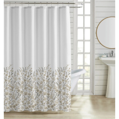 Κουρτίνα Μπάνιου Πολυεστερική 180X180Εκ 90Gsm Με 12 Κρίκους Λουλουδάτο Σχέδιο Σε Γήινους Τόνους Ankor