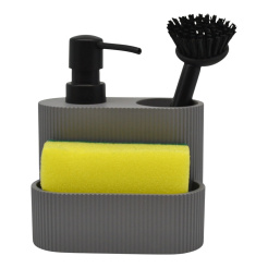 Dispenser Κουζίνας Πολυεστερικό Με Θήκη Για Σφουγγάρι Και Βουρτσάκι Γκρι Χρώμα 13,3X9,7X15,7Εκ.Ankor