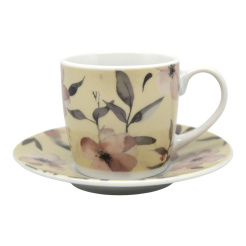 Σετ Φλυτζάνια Καφέ Πορσελάνινα 110Ml Φλοράλ Σχέδιο Ankor