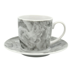 Σετ Φλυτζάνια Καφέ Πορσελάνινα 110Ml Γκρι Μάρμαρο Ankor