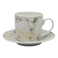Σετ Φλυτζάνια Καφέ Πορσελάνινα 110Ml Άσπρο Μάρμαρο Ankor
