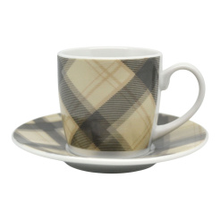 Σετ Φλυτζάνια Καφέ Πορσελάνινα 110Ml Με Καρό Σχέδιο Ankor