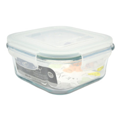 Φαγητοδοχείο Τετράγωνο Από Πυράντοχο Γυαλί Με Πλαστικό Καπάκι 0,45Lt Ankor