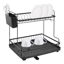 Πιατοθήκη Διώροφη Μεταλλική Μαύρη Ματ 46,3X30X38,3Εκ.Ankor