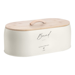 Ψωμιέρα Μεταλλική Μπεζ Bread Με Μπαμπού Καπάκι 35,5X19,7X12Εκ. Ankor