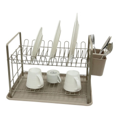 Πιατοθήκη Διώροφη Μεταλλική Σε Taupe Χρώμα 48X32X29Εκ.Ankor