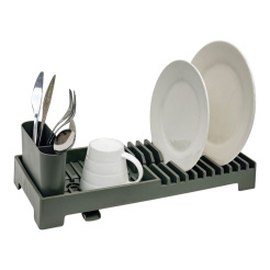 Πιατοθήκη Πλαστική Με Δίσκο Και Κουταλοθήκη Σε Λαδί Ματ Χρώμα 19X46X13,5Εκ. Ankor