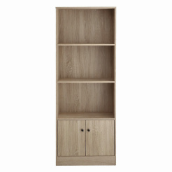 Βιβλιοθήκη Ξύλινη Με Ράφια Και Ντουλάπι Σε Φυσικό Χρώμα 60X30X170 Εκ. Ankor