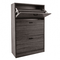 Παπουτσοθήκη Τριπλή Ξύλινη Με Πλάτη Σε Γκρι Χρώμα 63X24X115 Εκ. Ankor