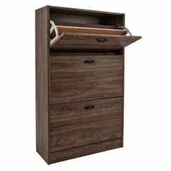 Παπουτσοθήκη Τριπλή Ξύλινη Με Πλάτη Σε Καρυδί Χρώμα 63X24X115 Εκ. Ankor