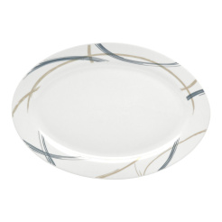 Πιατέλα Πορσελάνινη Μπλε Ραφ Και Μπεζ Καμπύλες Γραμμές 35,5Εκ. Ankor