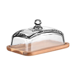 Βάση Τυριών Allure Με Γυάλινο Καπάκι 18.5X12.8X10Cm Estia