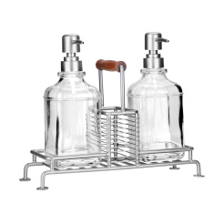 Δοχεία Υγρού Πιάτων Allure 2X300Ml Με Μεταλλική Βαση & Θήκη Για Σφουγγάρι Ασημί Estia
